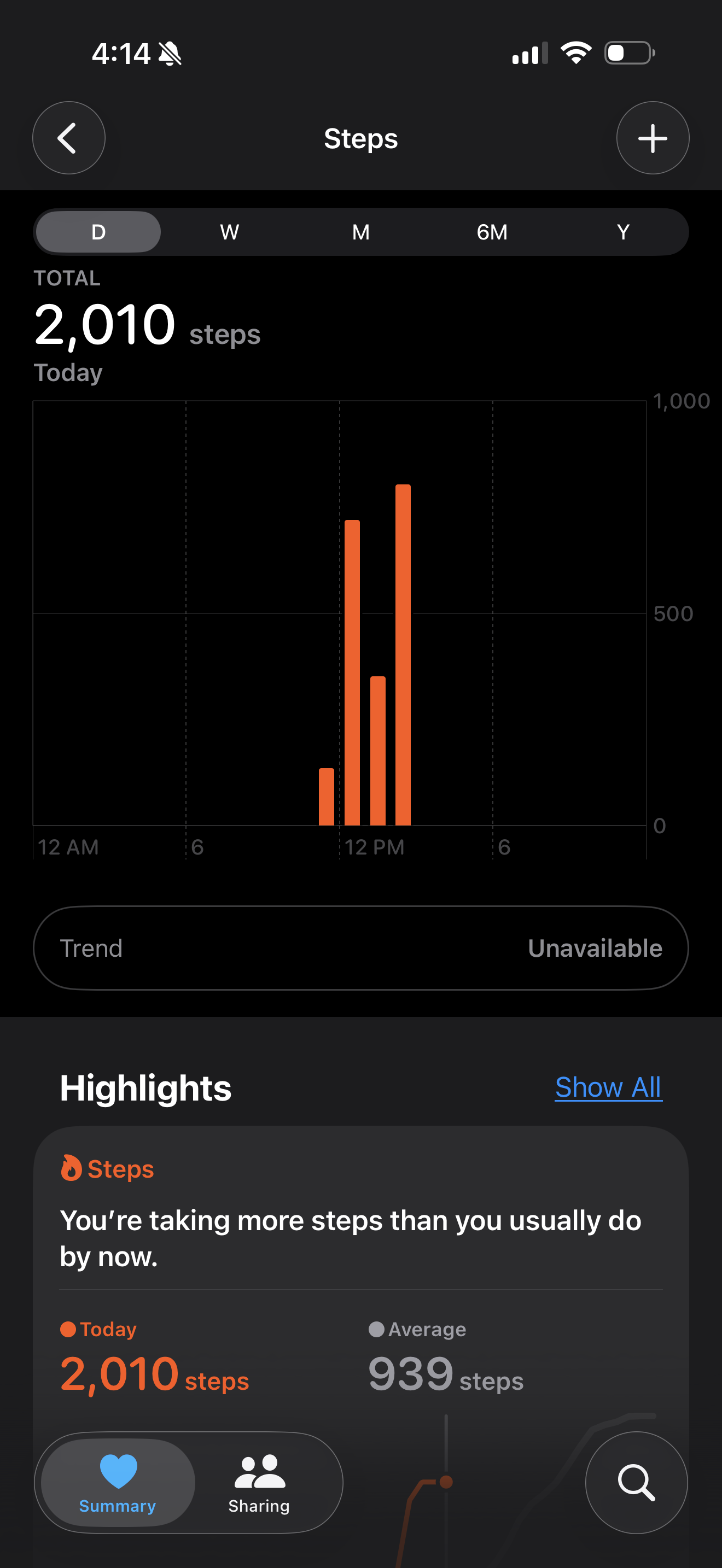 Sample iOS Health screenshot